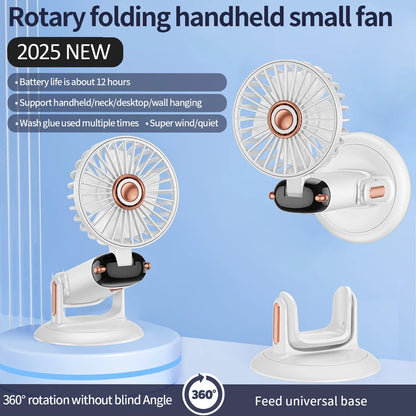 Foldable Handheld Mini Fan 3000mAh, 5-Speed, USB Rechargeable with Phone Stand & Display Screen