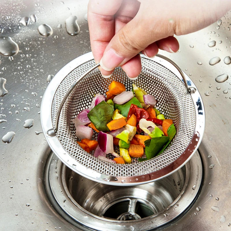 Stainless Steel Sink & Bathtub Hair Catcher Durable Mesh Strainer with Handle