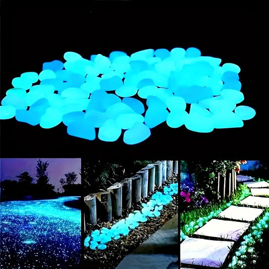 100pcs Glow-in-the-Dark Garden Pebbles  Luminous Stones for Decor