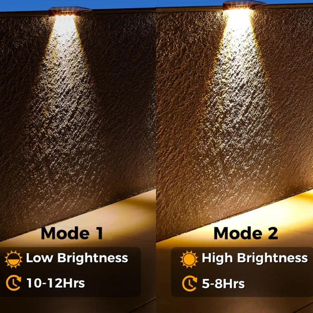 2-Pack Solar Fence Lights – Waterproof 4-LED Wall & Deck Lights for Outdoor Pathways