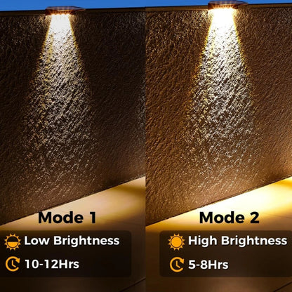 2-Pack Solar Fence Lights – Waterproof 4-LED Wall & Deck Lights for Outdoor Pathways