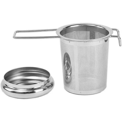 304 Stainless Steel Collapsible Tea Strainer with Lid & Double Handles
