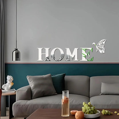 3D Mirror Home Logo Wall Sticker – Entrance Decor
