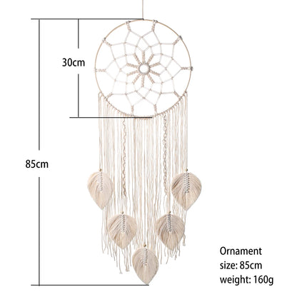 Boho Macrame Leaf Dream Catcher – Handmade Wall Hanging Tapestry Decor